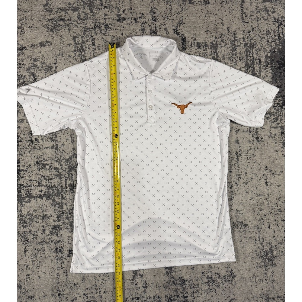 Texas Longhorns Polo Shirt Mens Large White Antigua NCAA UT Logo - Picture 3 of 8